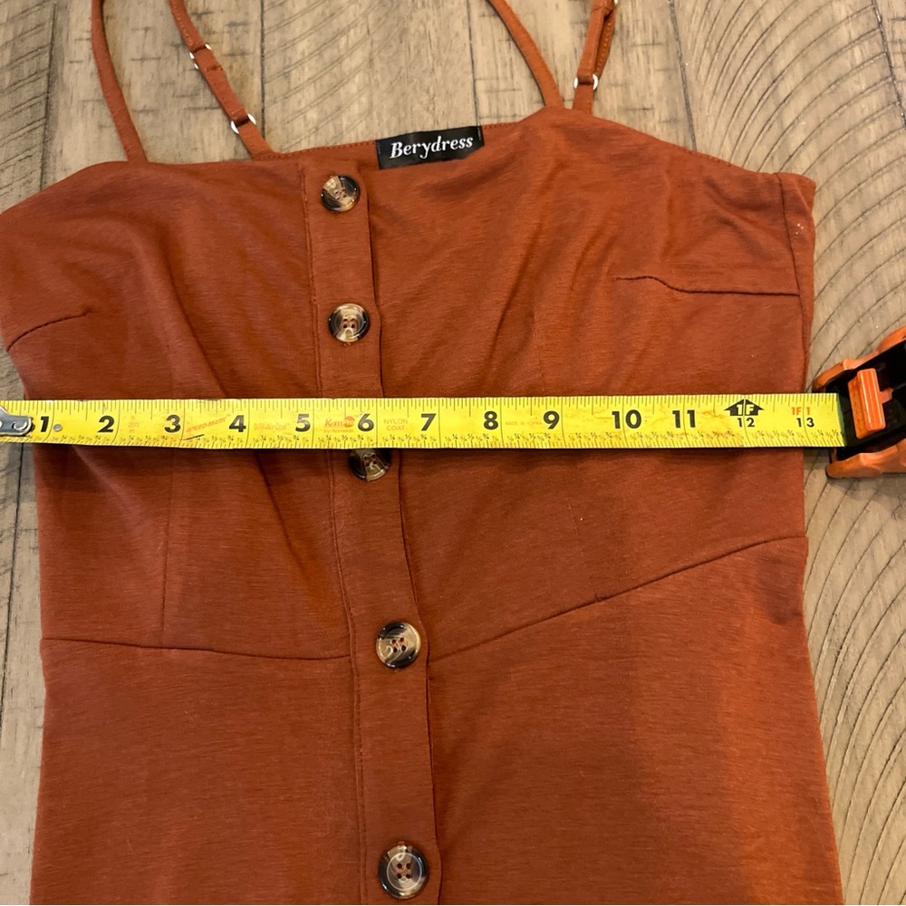 Chic Rust Button-Front Midi Dress - image 6